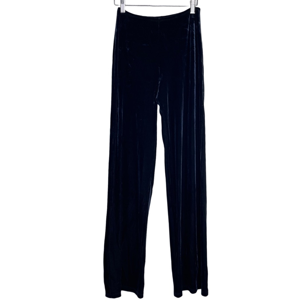 Vintage Whimisgoth Sz S Stretch Black Velvet Evening Wide-Leg Pull-On Pants